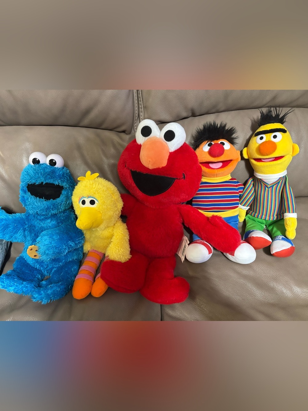 Sesame Street 4 Plush Character Character Dolls + Feed Me Cookie Monster